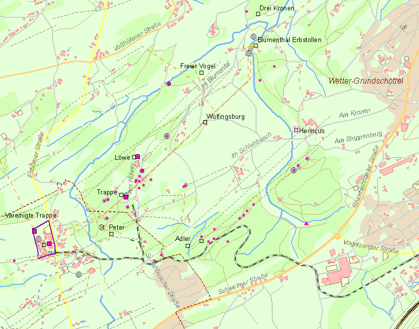 Historische Karte der Zeche Trappe