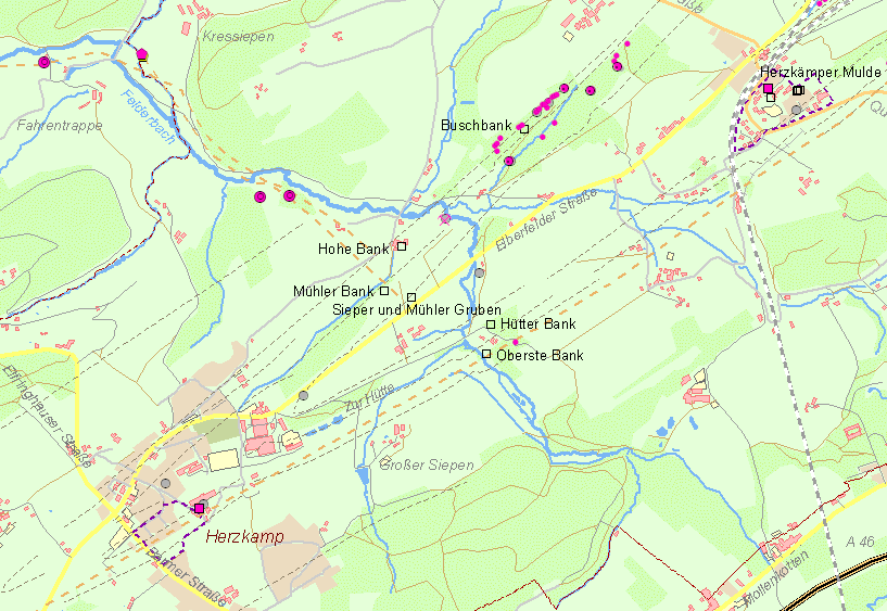 Karte Sieper und Mühler Gruben