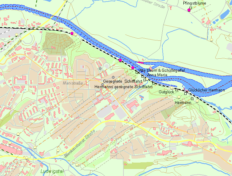 Gegenwartskarte Hermanns gesegnete Schifffahrt