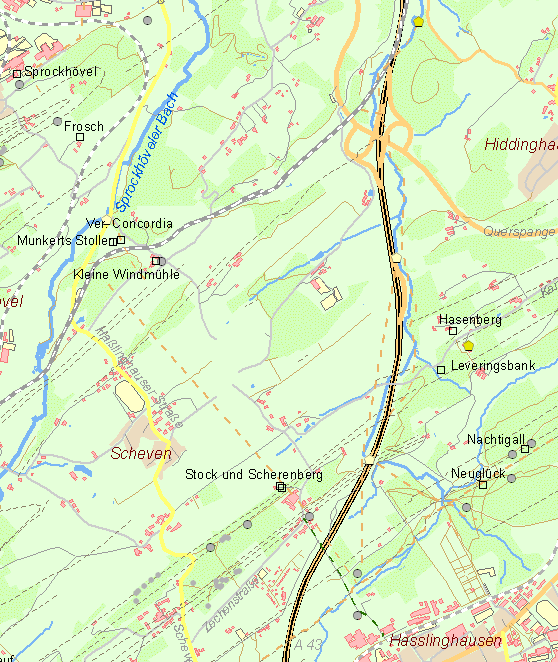 Gegenwartskarte Stock und Scherenberger Stollen