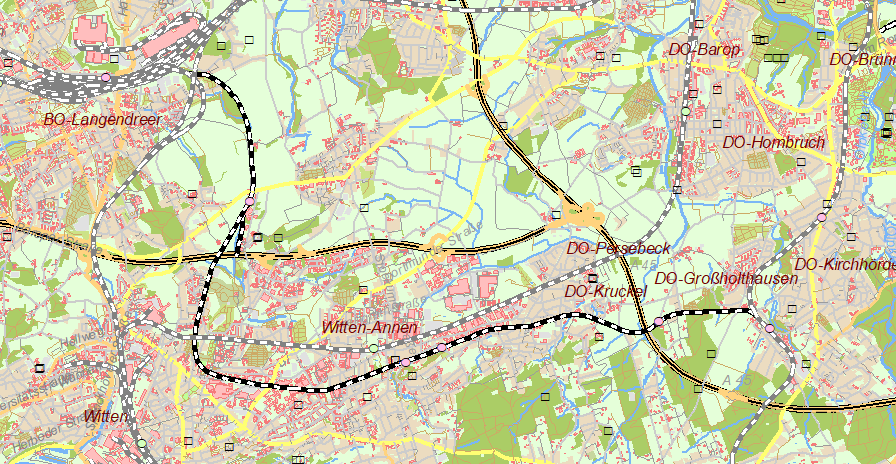 Gegenwartskarte Ruhr-Sieg-Eisenbahn