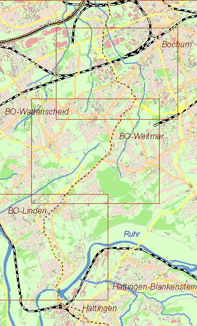 Aktuelle Karte Kohlenweg von Bochum nach Hattingen
