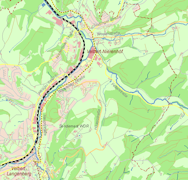 Gegenwartskarte Kohlenweg von Nierenhof nach Horath