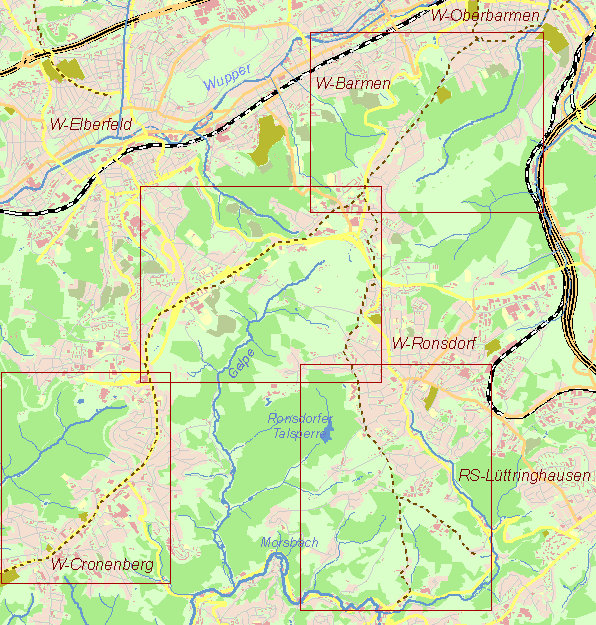 Gegenwartskarte Barmer Kohlenweg - Übersicht