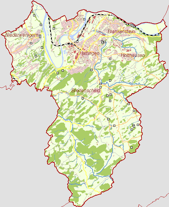 Übersichtskarte Stadt Hattingen