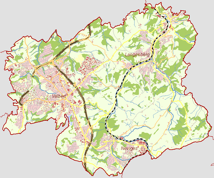 Übersichtskarte Stadt Velbert