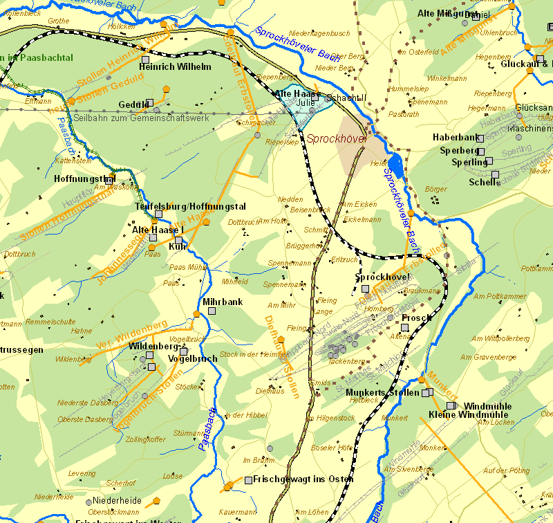 Historische Karte Zeche Alte Haase