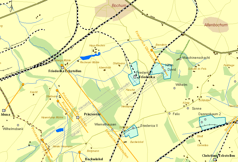 Historische Karte Zeche Friederika