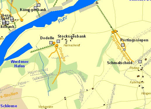 Historische Karte Zeche Dodelle