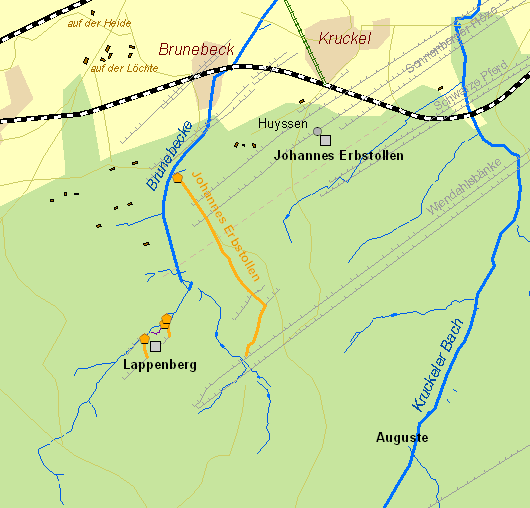 Historische Karte Johannes Erbstollen