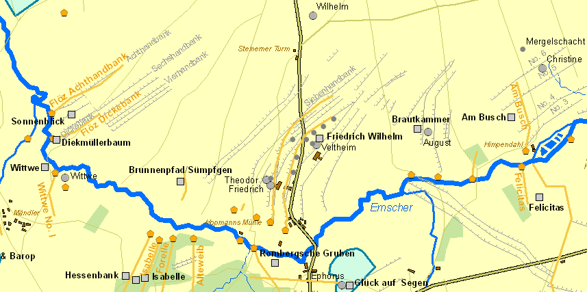 Historische Karte Zeche Friedrich Wilhelm