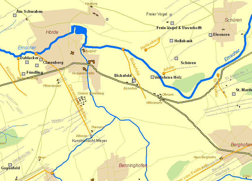 Historische Karte Zeche Clarenberg
