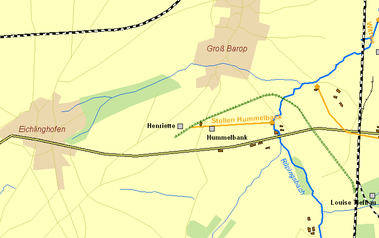 Historische Karte Zechen Hummelbank und Henriette