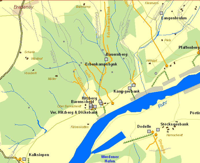 Historische Karte Zeche Erbenkampsbank