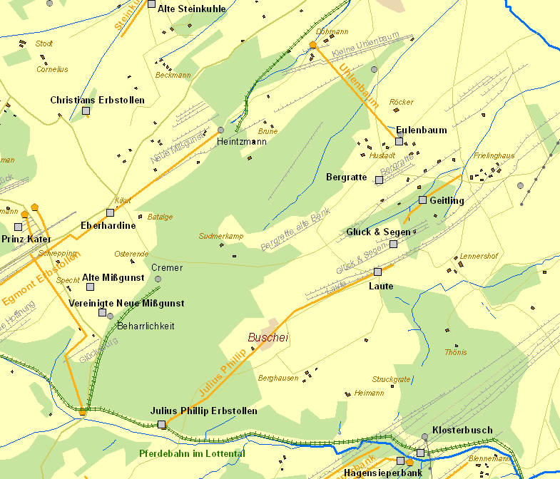 Historische Karte Zeche Glück & Segen