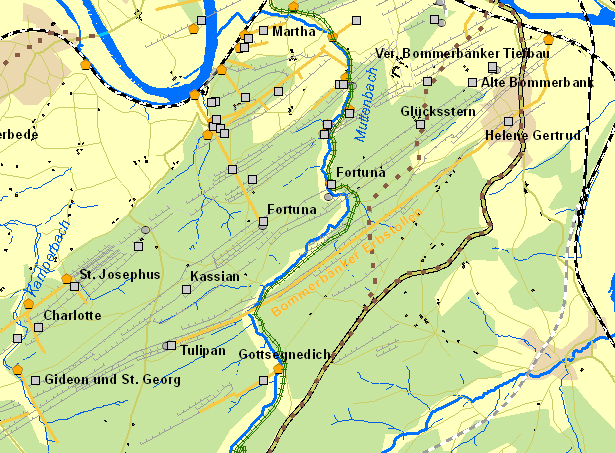 Historische Karte Bommerbänker Erbstollen