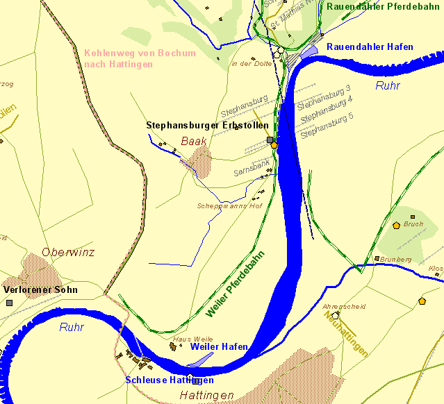 Historische Karte Weiler Pferdebahn