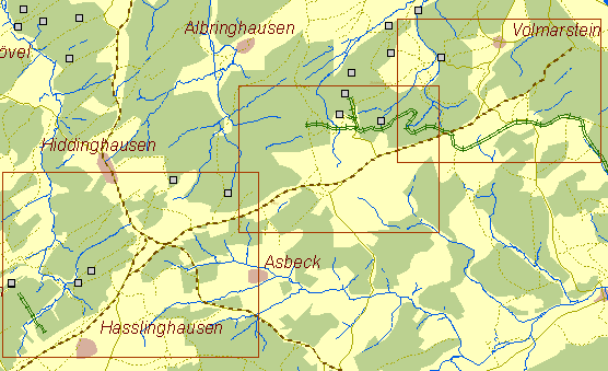 Historische Karte des Silscheder Kohlenwegs von Volmarstein nach Hasslinghausen