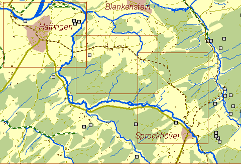 Historische Karte Kohlenweg von Hattingen nach Sprockhövel