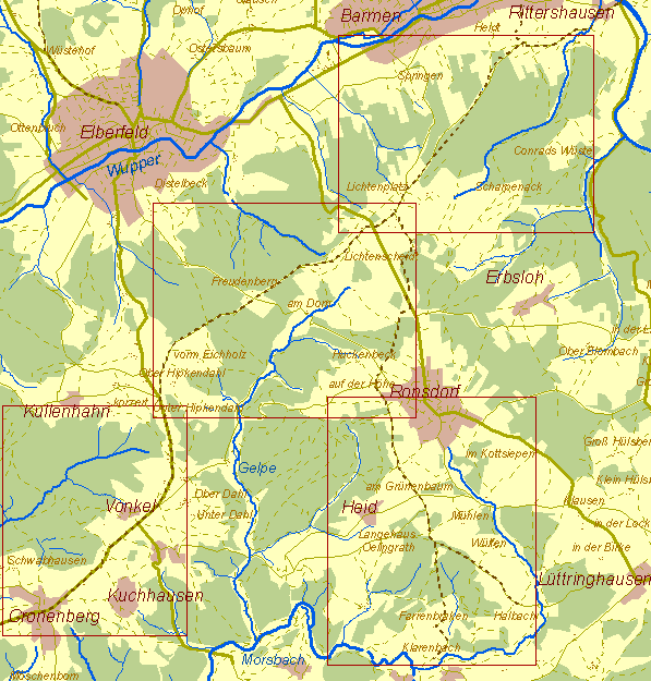 Historische Karte Barmer Kohlenweg - Übersichtskarte