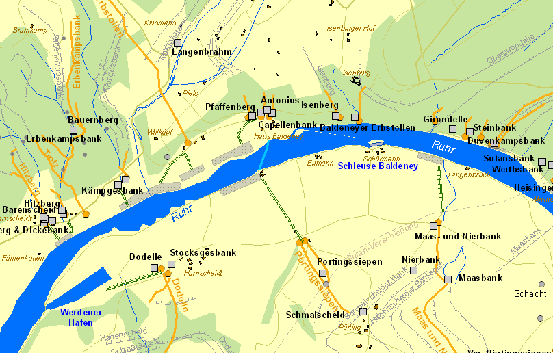 Historische Karte Schleuse Baldeneye