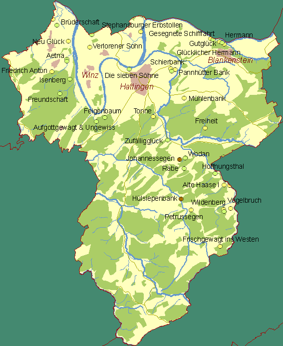 Historische Karte der Stadt Hattingen