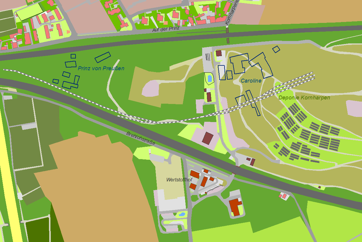 Standortkarte Zechen Prinz von Preußen und Caroline